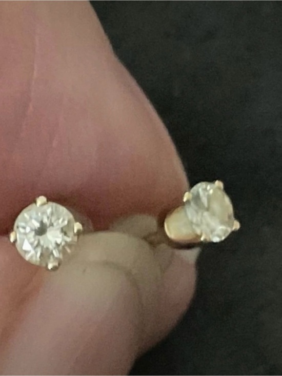Jewelry - Matched Pair 14K Gold Round Brilliant Diamond Studs (~0.40-0.50 ct) Vintage 1999